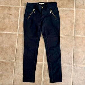 Michael Kors Navy Moto Pants with Gold Accents